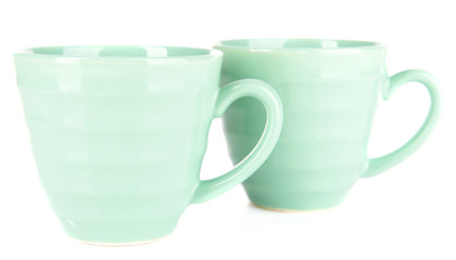 Two mint cups isolated on white