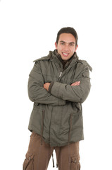 Fototapeta premium young man wearing green jacket posing