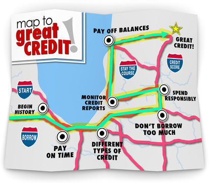 Map to Great Credit Score Rating Payment History Borrow Loan Mon