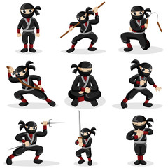 Ninja kids in different poses © artisticco