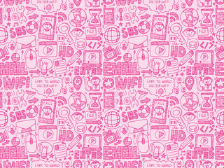 doodle internet web seamless pattern