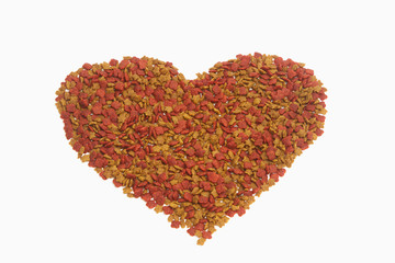  Dried food for dog/cat as a shape of heart