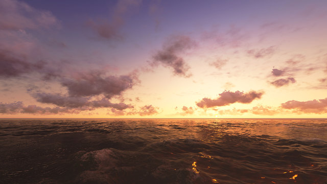 3d render of sea sunset 