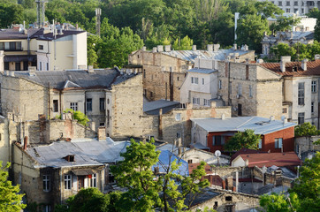 Roofs of Odessa old city made from limestone,Ukraine
