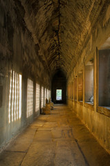 Angkor wat: Sunlight through the window effected on the wall