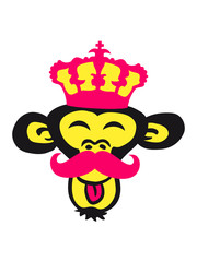 Hipster Affenk&ouml;nig mit Mustache und Krone