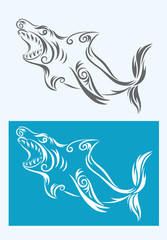 Shark tribal art vector decoration.