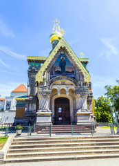 Fototapeta premium orthodox russian chappel Darmstadt under blue sky