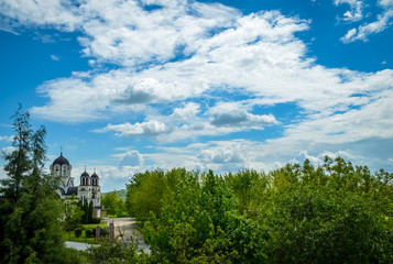 Fototapeta na wymiar Blue sky above the church