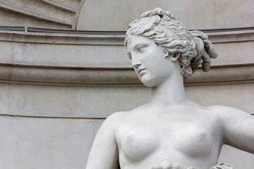 Close-up of the Statue of Venus on the Lloyd Palace in Trieste