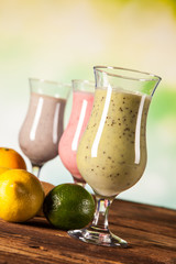 Healthy diet, protein shakes and fruits
