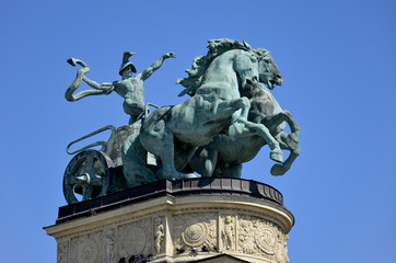 Monumento al Millennio, Particolare della Biga, Budapest.