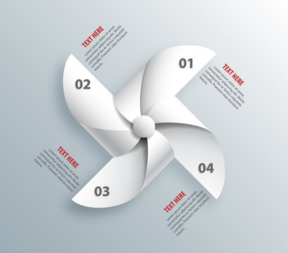 3D Paper Windmills Infographic. Vector Illustration