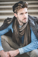 Fototapeta premium young handsome fashion model man