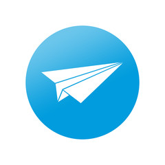 Etiqueta redonda avion de papel