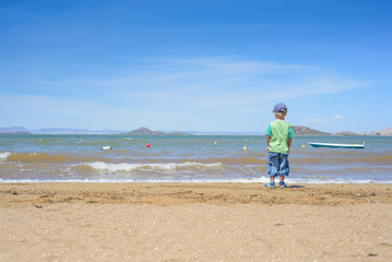 Little boy standing on the beach