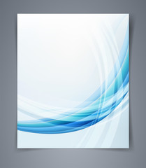 Vector layout business flyer, blue design with waves.