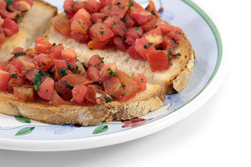 Italian bruschetta on a plate