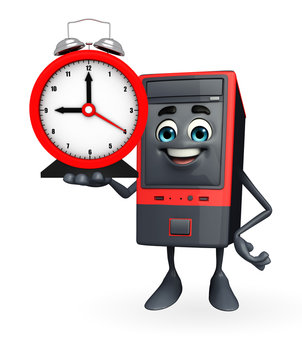 Computer Cabinet Character with table clock