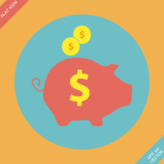 Piggy bank - saving money icon - vector