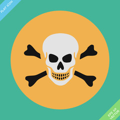 Skull and bones warning sign - vector illustration