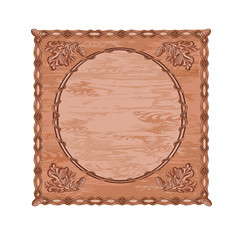 Decorative frame oak woodcarving hunting theme vector