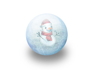 Boule de noël bonhomme de neige givré
