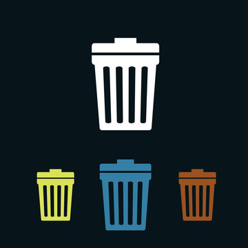Trash can flat icons