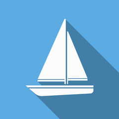 sailboat icon with long shadow