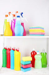 Cleaning products on shelf