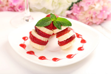 Fresh strawberry with banana