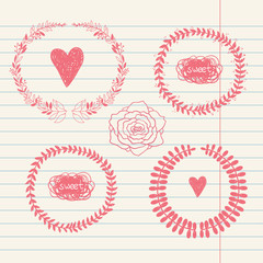 vector chalk doodle sketch of wreath