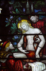 Fototapeta premium The death Jesus in stained glass