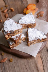 Delicious cake panforte on table close-up