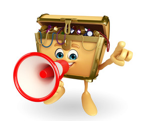 Treasure box character with Loudspeaker