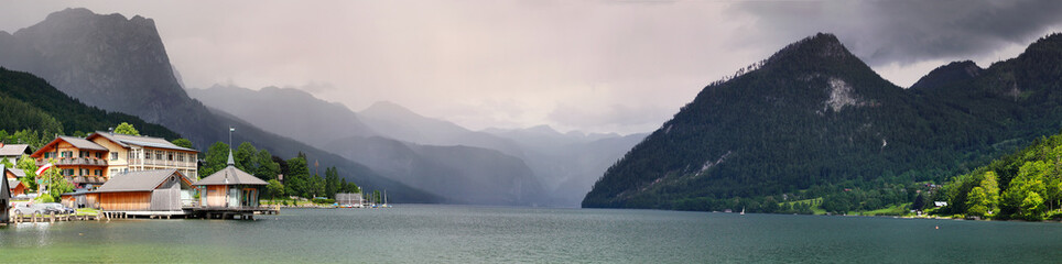 Fototapeta premium The Grundlsee Lake and Totes Gebirge mountains. Austria, Europe.