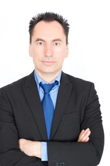 Handsome businessman doing different expressions in different sets of clothes: portrait