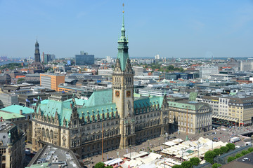 Naklejka premium Rathaus Hamburg,Rathausmarkt, Bürgerschaft, Senat,Hamburg