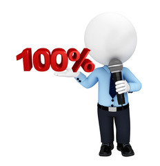 Young service man with percent sign