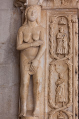 Detail of the Cathedral of St. Lawrence in Trogir, Croatia