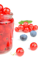 Fototapeta na wymiar Delicious raw red currant berries