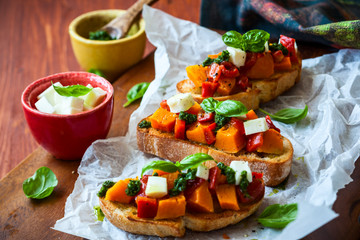 Bruschetta with roasted pumpkin