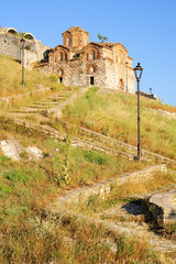 Fototapeta premium The orthodox church of holy Trinity at Kala fortless over Berat