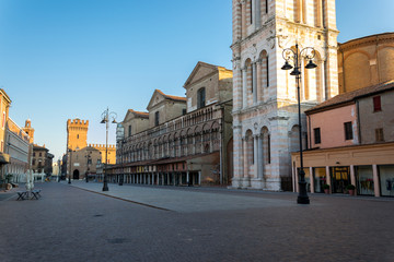 Fototapeta na wymiar Downtown of Ferrara, Trento and Trieste square