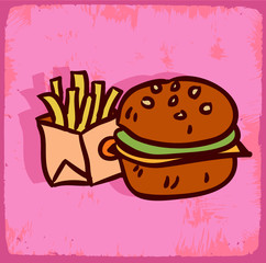 Cartoon fast food illustration