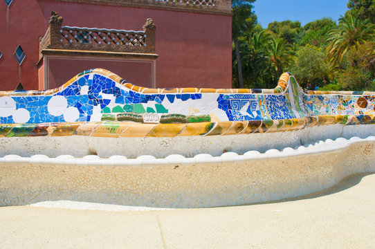 Bench in the Park Guell, Barcelona, Spain
