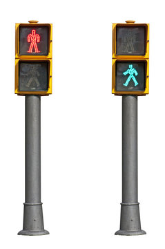 Traffic lights on white background