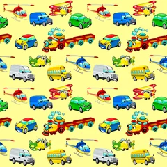 Wandcirkels aluminium Funny vehicles with background. © ddraw