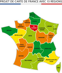 Fototapeta premium carte de france 13 regions kazy