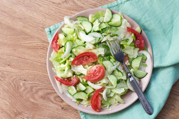 salad with tomatoes, cabbage, cucumbers